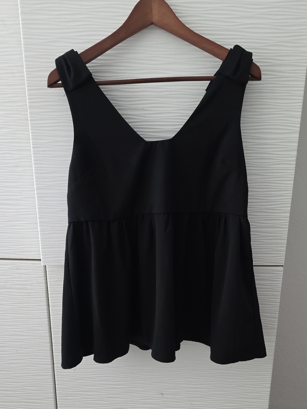 Pomander Place Black Peplum Tank Top with Wide Straps